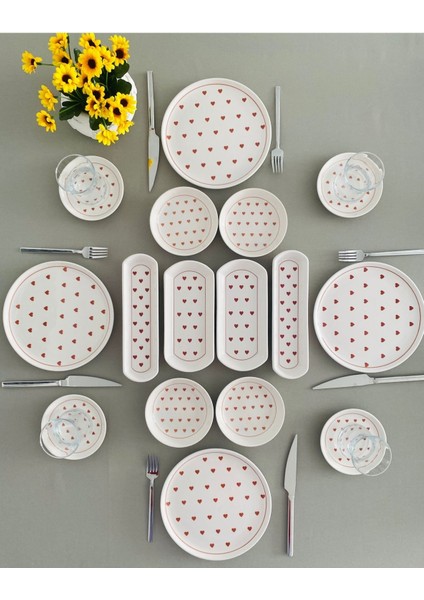 Love 4 Kişilik 16 Parça Red Heart Model Kahvaltı Takımı fiyatları