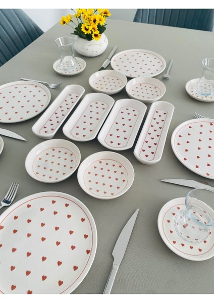 Love 4 Kişilik 16 Parça Red Heart Model Kahvaltı Takımı fırsatları