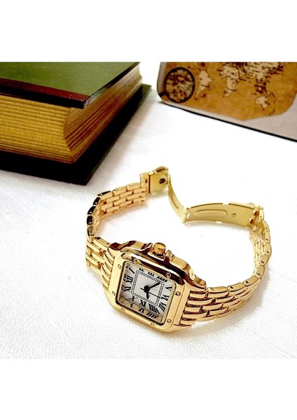 , Altın Rengi, Roma Rakamlı, Modern Tasarım, Retro Tasarım, Hediyelik, Kadın Kol Saati indirimleri