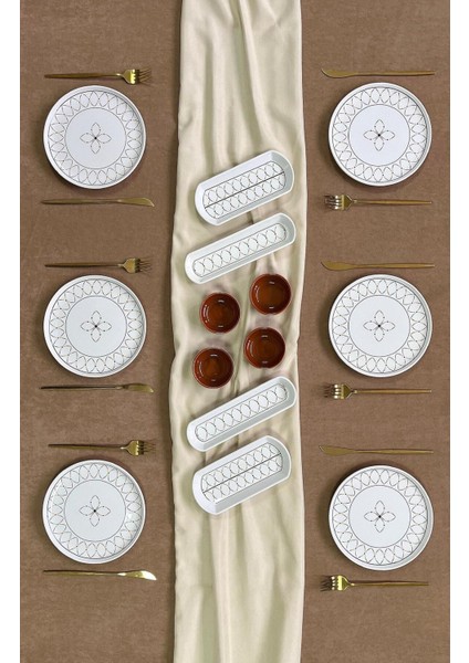 Gold Elips Model 6 Kişilik 14 Parça Kahvaltı Takımı