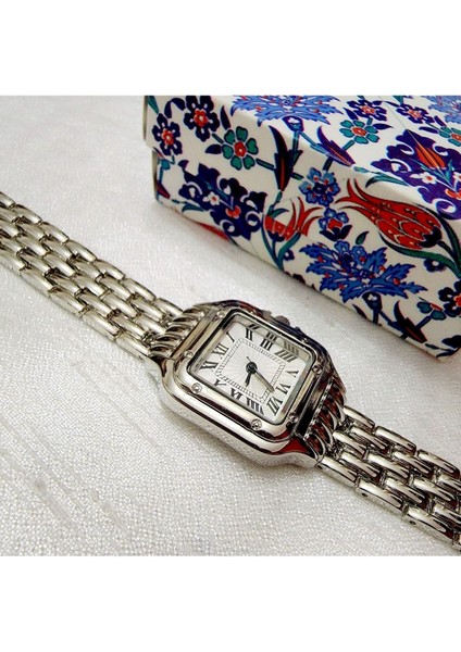 , Gümüş Rengi, Roma Rakamlı, Modern Tasarım, Retro Tasarım, Hediyelik, Kadın Kol Saati