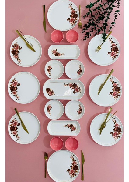 Pink Rose Model 8 Kişilik 19 Parça Kahvaltı Takımı