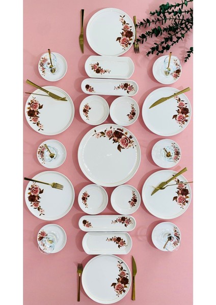 Pink Rose Model 6 Kişilik 21 Parça Kahvaltı Takımı