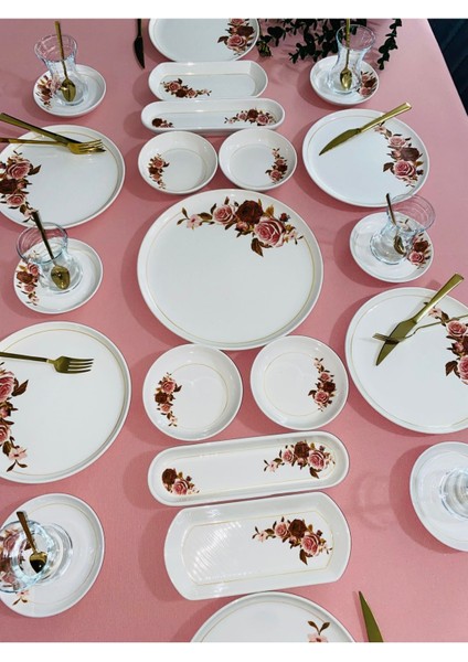Pink Rose Model 6 Kişilik 21 Parça Kahvaltı Takımı modelleri
