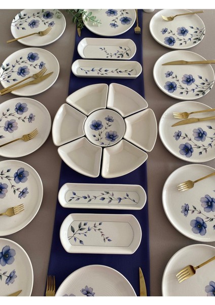 Mor Menekşe 12 Kişilik 23 Parça Seramik Kahvaltı Takımı Modern Desenli fiyatları