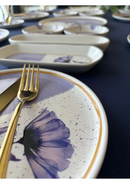 Gelincik Model 6 Kişilik 21 Parça Çay Tabaklı Kahvaltı Takımı (Mor) modelleri