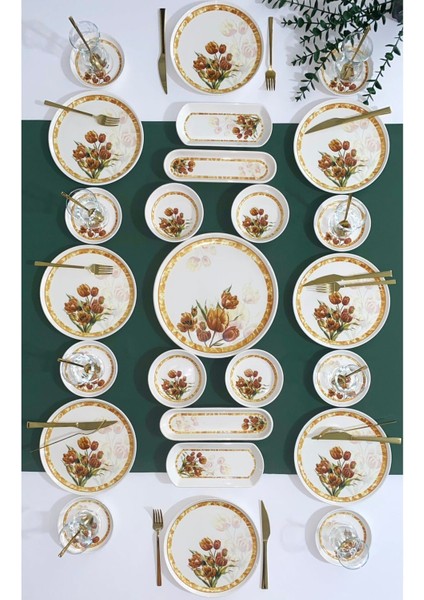Vintage Lale 8 Kişilik 25 Parça Kahvaltı Takımı