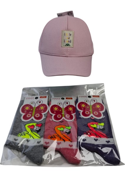4-8 Yaş Kız Çocuk Yazlık Şapka Pınar 5-6 Yaş 3 Renk Çorap 4 Lü Set modelleri