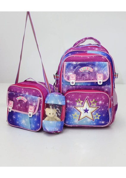 Kız Çocuk 3'lü Okul Çanta Seti Sırt Çantası Beslenme Çantası Kalemlik Peluş Oyuncak Hediyeli fiyatları