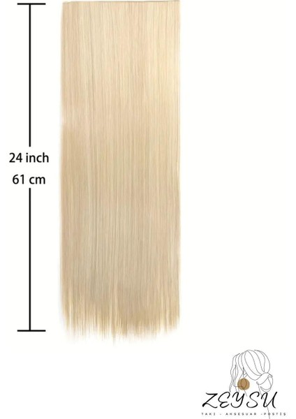 Açık Küllü Sarı Yarımay Saç Düz Çıtçıtlı Postiş Takma Saç 60 cm 120 gr fiyatları