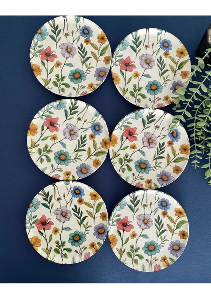 Flora 20 cm 6 Adet Servis Pasta Tabağı