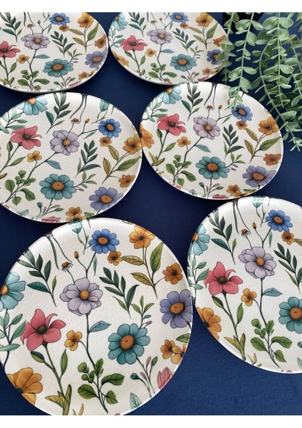 Flora 20 cm 6 Adet Servis Pasta Tabağı modelleri
