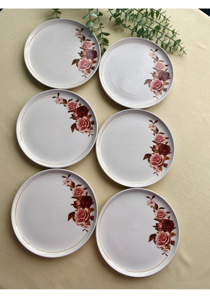 Gülpembe 6 Adet Servis/pasta Tabağı