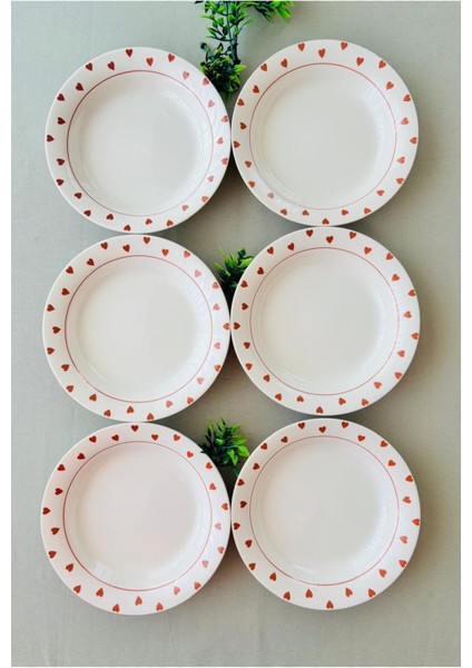Kırmızı Kalp Model 6 Adet Modern Yemek Tabağı fiyatları