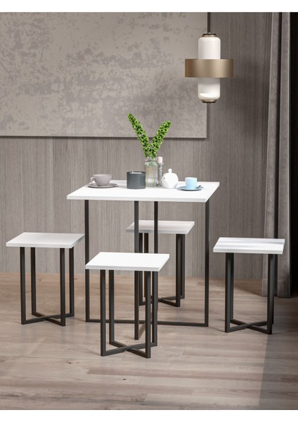 4 Kişilik Beyaz Kare Masa Takımı 1680B modelleri