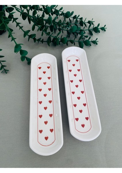 Love Kırmızı Kalp 2li Oval Zeytinlik