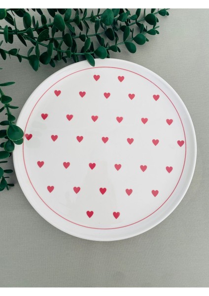Love Pembe Kalp 25 cm Büyük Servis Tabağı