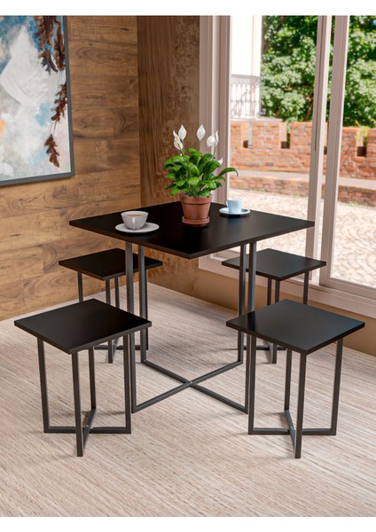 4 Kişilik Siyah Kare Masa Takımı 1680S fırsatları