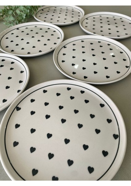 Love Siyah Kalp 6'lı Pasta Tabağı fiyatları