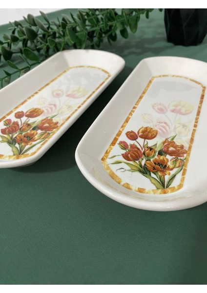 Vintage Lale 2 Adet Oval Kahvaltı Tabağı fiyatları