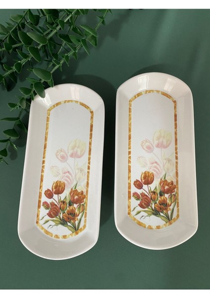 Vintage Lale 2 Adet Oval Kahvaltı Tabağı modelleri