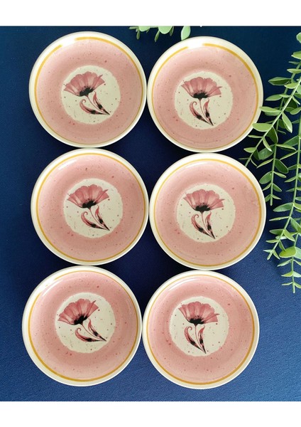 Pembe Gelincik Model 6 Adet Çay Tabağı
