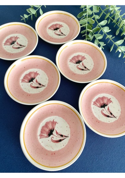 Pembe Gelincik Model 6 Adet Çay Tabağı fiyatları