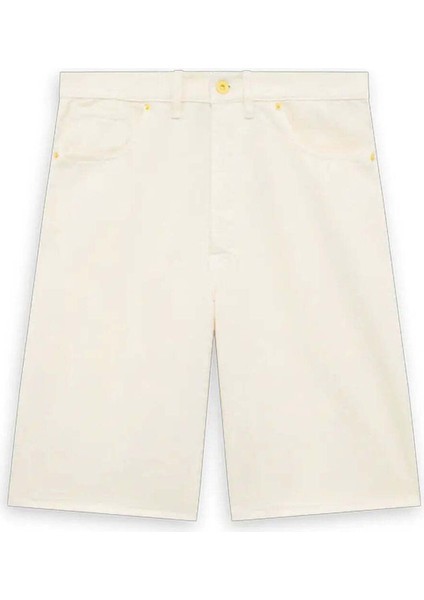 Le Short Baggy Écru: Rahat Kesim, Oversize Denim Şort - 100% Pamuk
