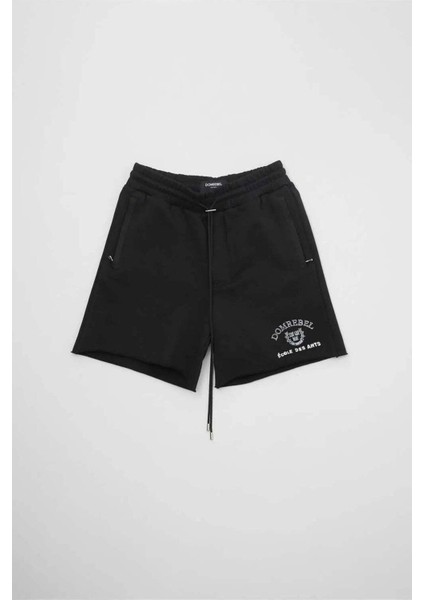 Domrebel Varsity Sweat Short - Rahat Fit, %100 Pamuk, École Des Arts Desenli Şort