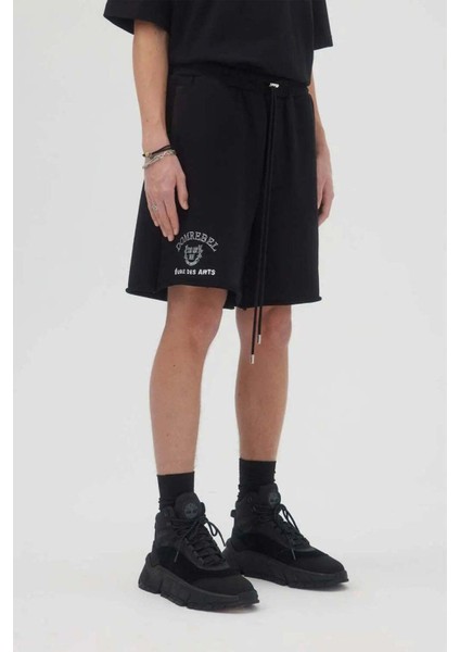 Domrebel Varsity Sweat Short - Rahat Fit, %100 Pamuk, École Des Arts Desenli Şort fırsatları