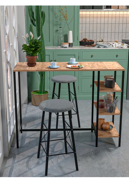 Raflı Yuvarlak Tabureli Bar Takımı 4651A fiyatları