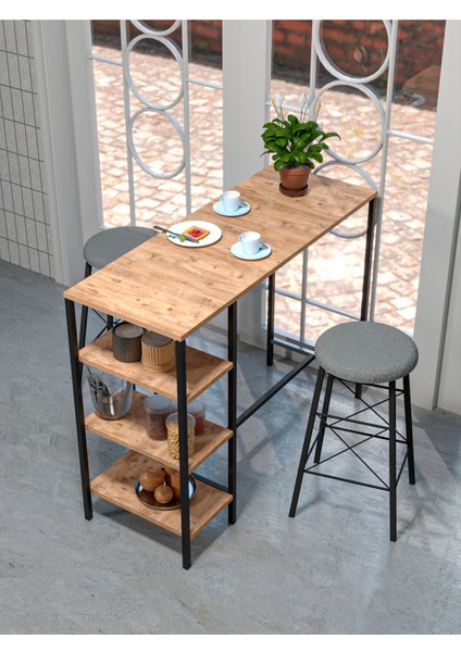 Raflı Yuvarlak Tabureli Bar Takımı 4651A modelleri