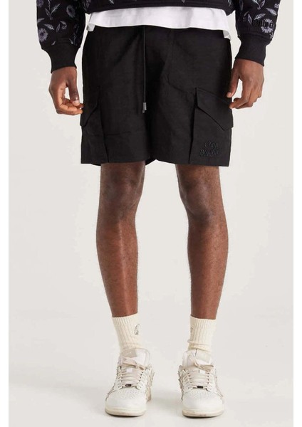 Siyah Midnight Crinkle Cargo Şort - Rahat Kesim, Dayanıklı Naylon fiyatları