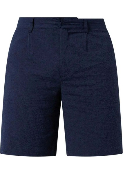 Linton Pleat Şort - Konforlu Iletişim, Navy Seersucker Dokuma (SS24)