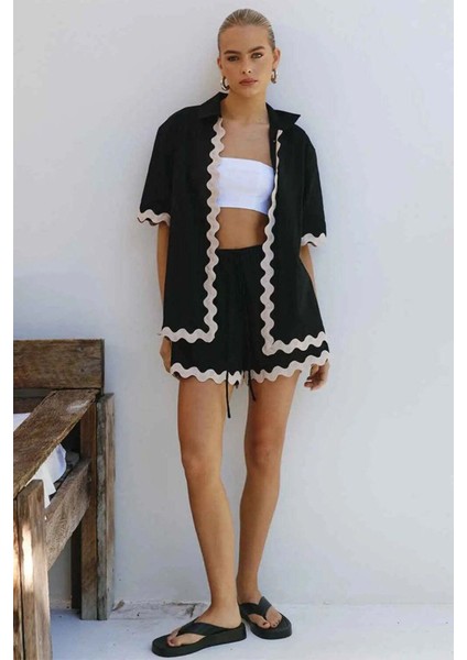 Harry Short - Mini Boy, Oversized Kesim, Dalgalı Kenar, Ayarlanabilir Kemerli Şort