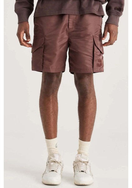 Kahverengi Naylon Kargo Şort - Rahat Kesim, Makinede Yıkanabilir fiyatları
