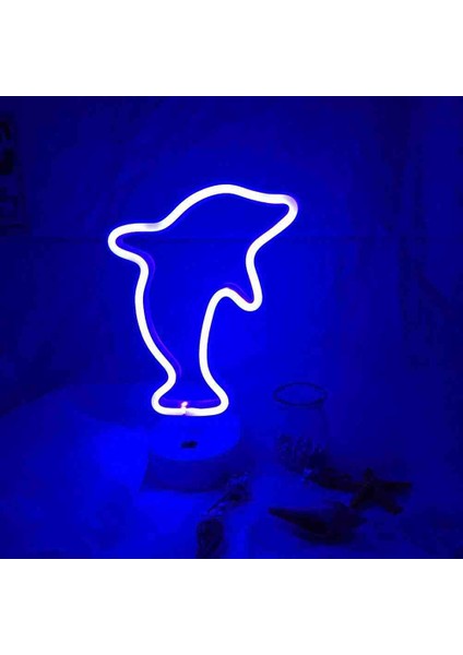 Yunus Dolphin Temalı Neon Işıklı Lamba Usb'li & Pilli Özel Üretim Konsept Masaüstü Aydınlatma Seti fiyatları