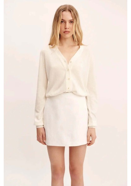 Kadınlar Için Alice Etek - A-Line Silüet, 100% Keten, Mini Boy