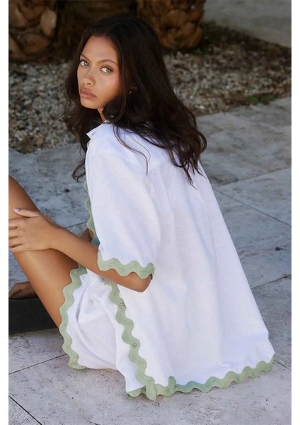 Rahat Harry Gömlek - Şort Kol, Düğmeli, Pamuk & Keten Karışımı modelleri