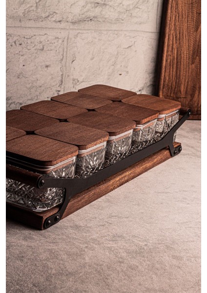 Kare 10'lu Ahşap Kapaklı Cam Kahvaltılık ve Çerezlik, 230 Ml, Şık ve Dayanıklı Tasarım fırsatları