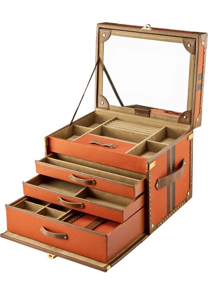 Takı Kutusu Trunk 190. Yıl Sınırlı Seri Deri Detaylı Vintage 28X22X22 cm modelleri