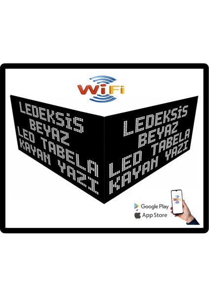 LED Tabela 48X224CM Çift Taraflı Beyaz Kayan Yazı Wifi (Telefondan Yazı Değiştirme)