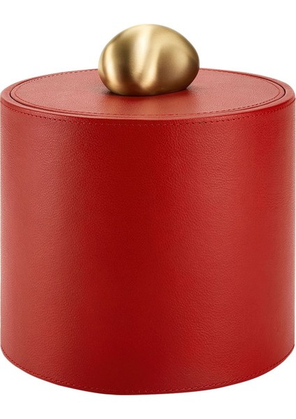 Tall Pebble Trinket Box, Kırmızı Deri Süs Kutusu