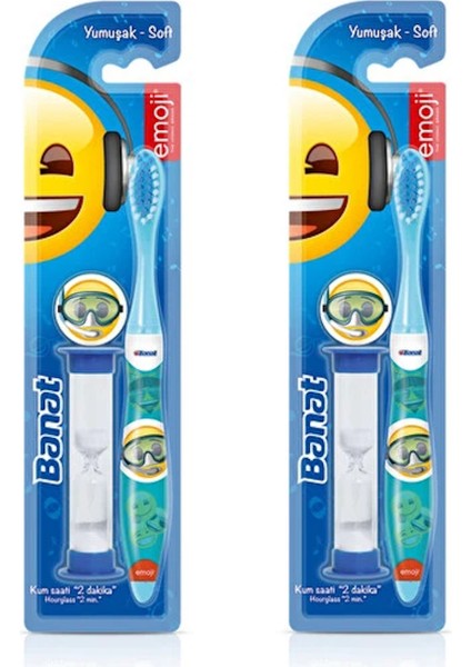 Emoji Çocuk Diş Fırçası Yumuşak Kum Saatli x 2 Adet
