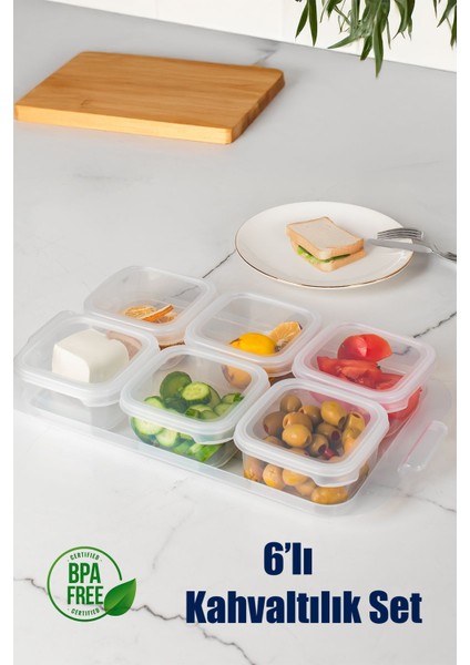 6'lı Kahvaltılık Saklama Kabı Seti, Silikon Kapaklı, Beyaz, Pratik ve Sağlam Tasarım