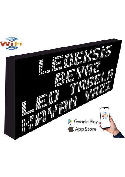LED Tabela 32X224CM Tek Taraflı Beyaz Kayan Yazı Wifi (Telefondan Yazı Değiştirme)
