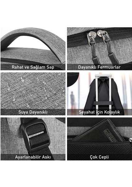 Laptop Sırt Çantası, Multi Cepli Çok Bölmeli Okul Kolej Bilgisayar Sırt Çantası Koyu Mavi fırsatları