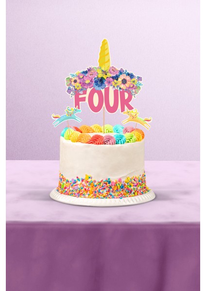 Unicorn Doğum Günü Konsepti 4 Yaş Parti Seti - Doğum Günü Konsepti - Mini fırsatları