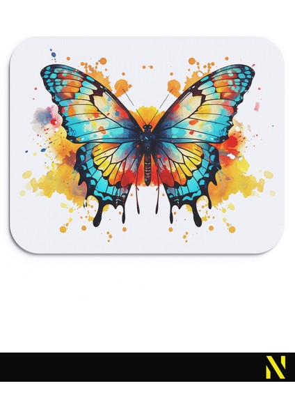 Kelebek Desenli Renkli Ergonomik Mouse Pad - 23 cm x 19 cm - Kaydırmaz Taban Ev ve Ofis Kullanımı Için Ideal Fare Altlığı Mousepad