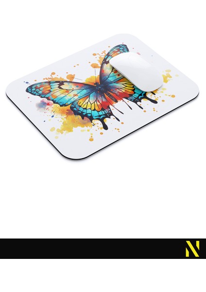 Kelebek Desenli Renkli Ergonomik Mouse Pad - 23 cm x 19 cm - Kaydırmaz Taban Ev ve Ofis Kullanımı Için Ideal Fare Altlığı Mousepad modelleri